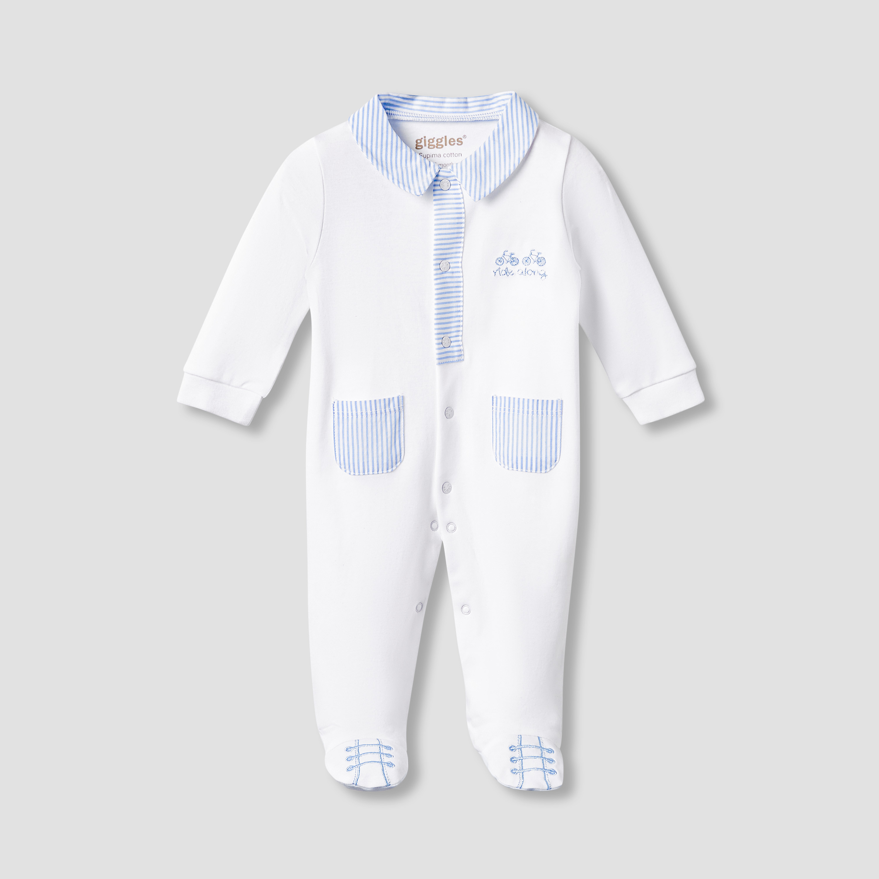 Giggles Striped Sleepsuit with Long Sleeves and Button Closure-baby-boys-clothing-nightwear-sleepsuits-image-1