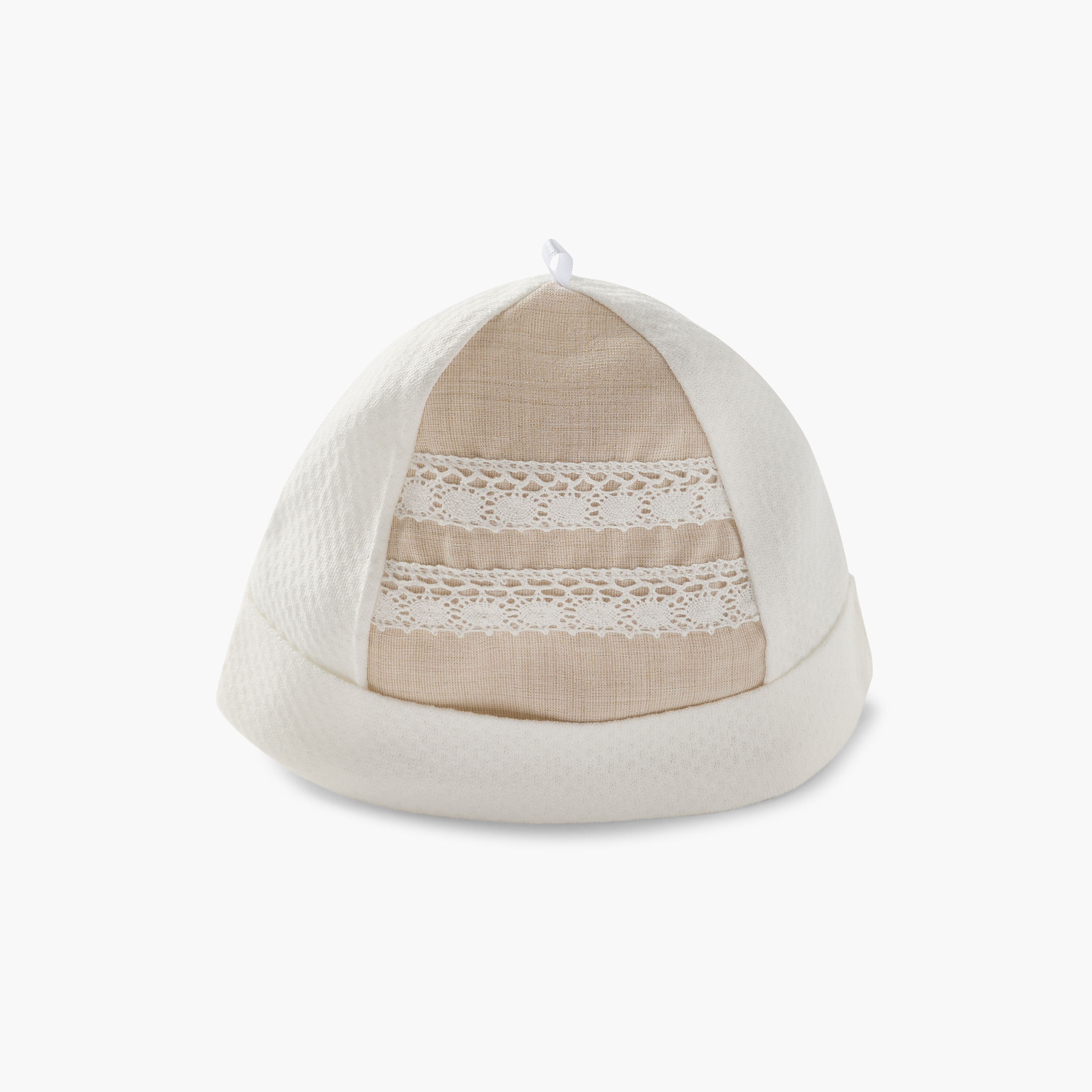 Giggles Embroidered Beanie Cap with knot Detail-baby-girls-accessories-caps-image-2