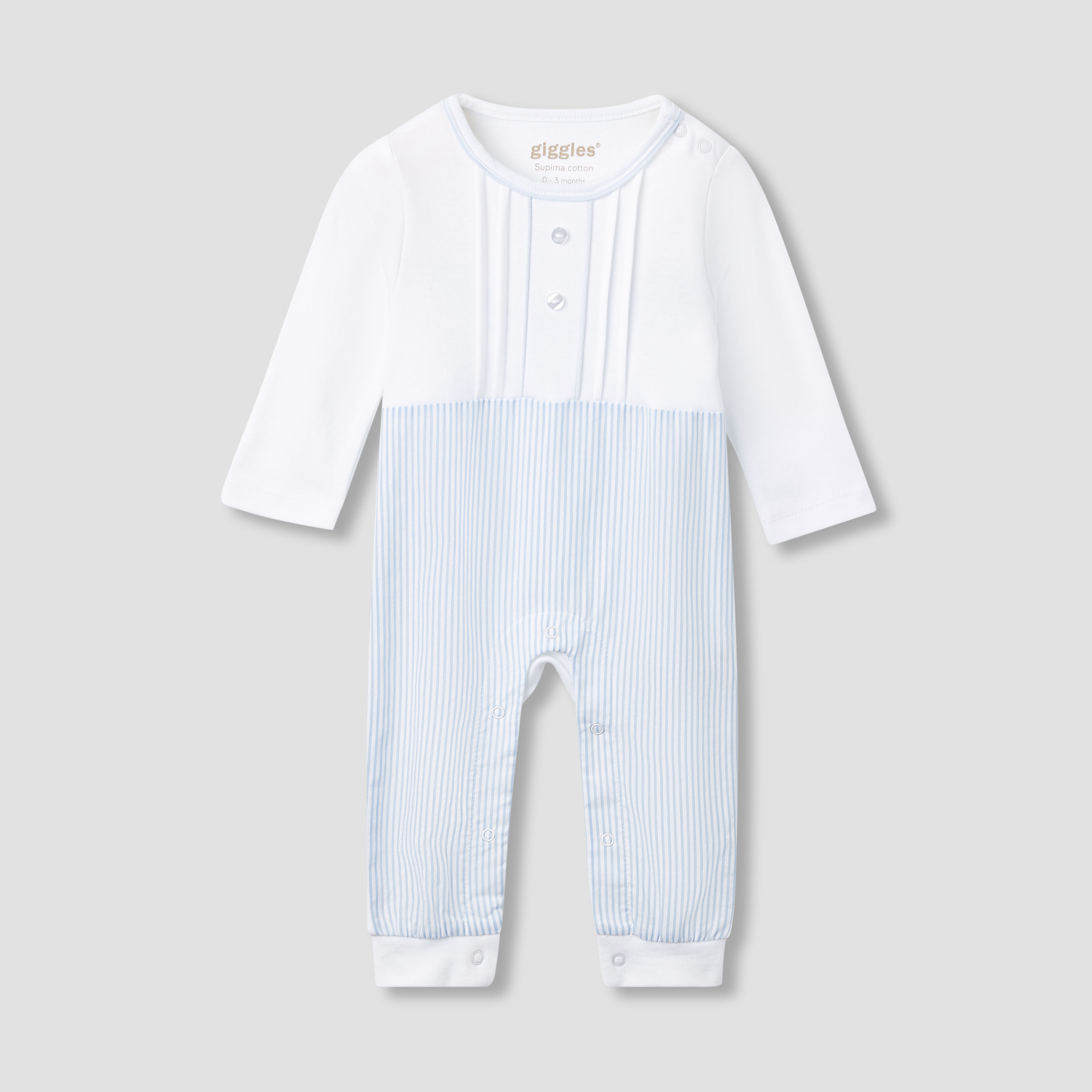 Giggles Striped Sleepsuit with Long Sleeves and Button Closure-baby-boys-clothing-nightwear-sleepsuits-image-1