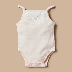Giggles Lace Textured Sleeveless Bodysuit with Straps