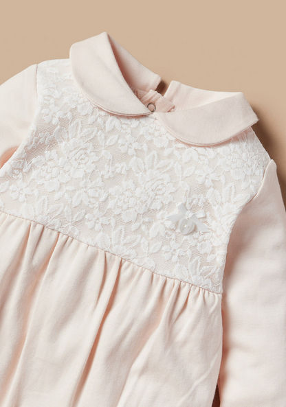 Giggles Lace Textured Sleepsuit with Peter Pan Collar-Sleepsuits-image-1