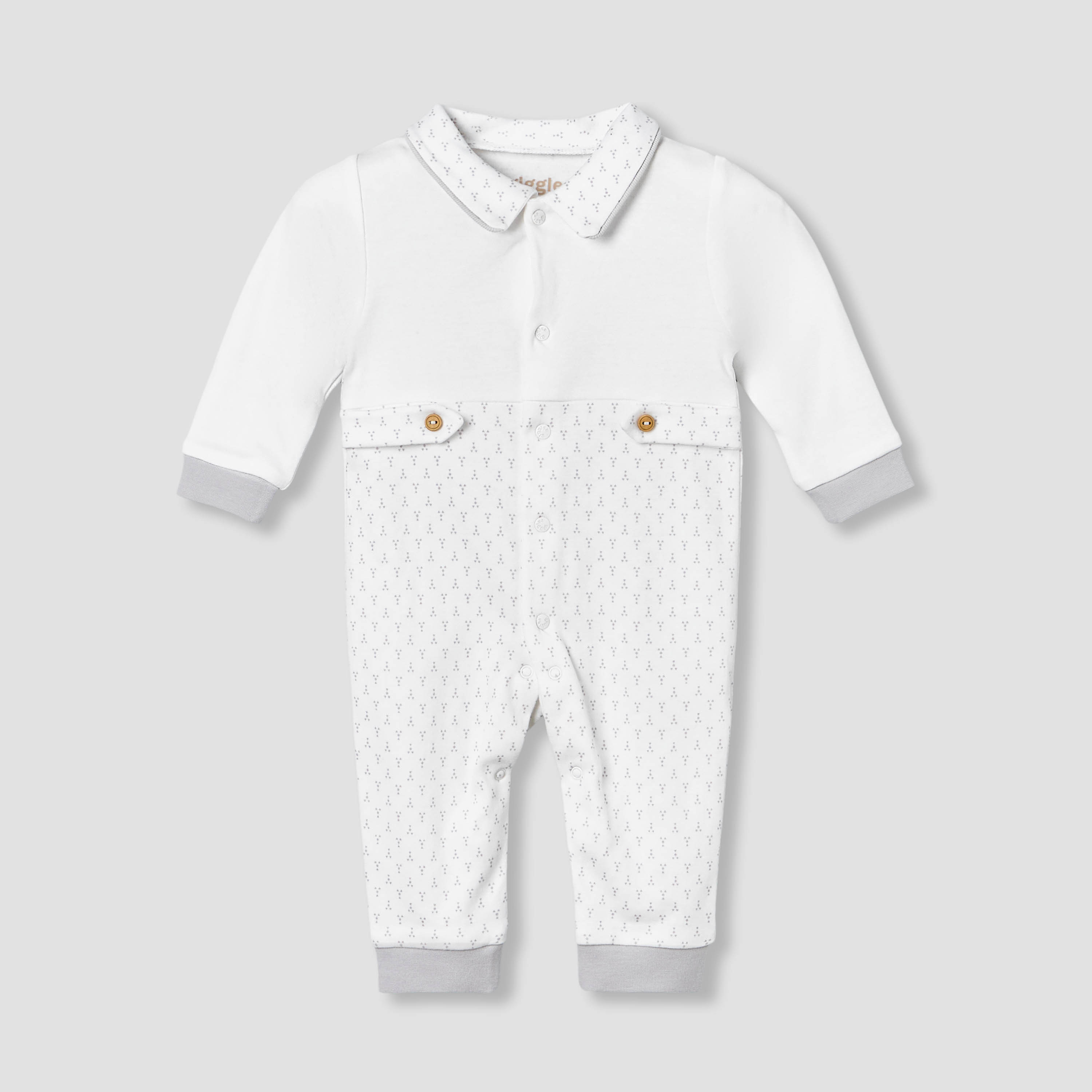Giggles Cotton Collared Long Sleeve Sleepsuit with Snap Button Closure-baby-boys-clothing-nightwear-sleepsuits-image-2
