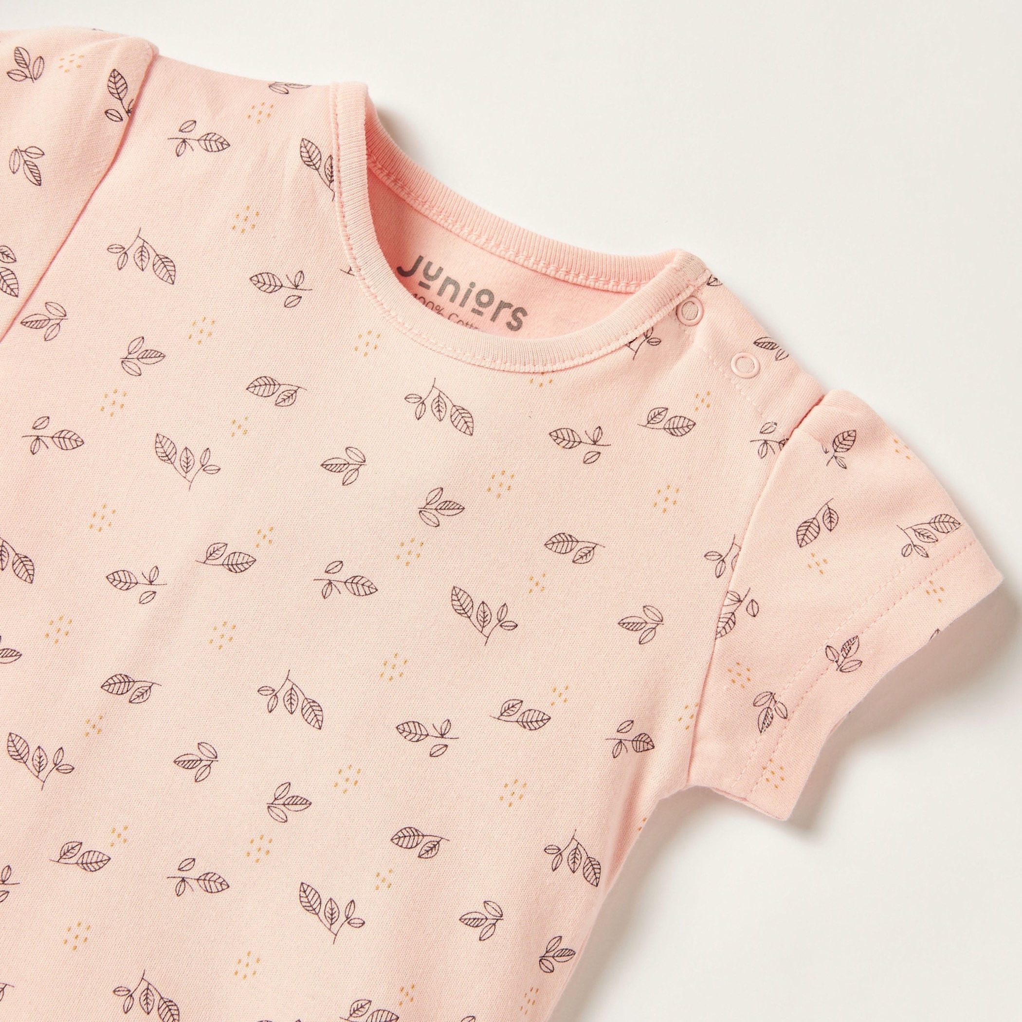 Juniors Printed Bodysuit with Short Sleeves and Button Closure-baby-girls-clothing-bodysuits-image-2
