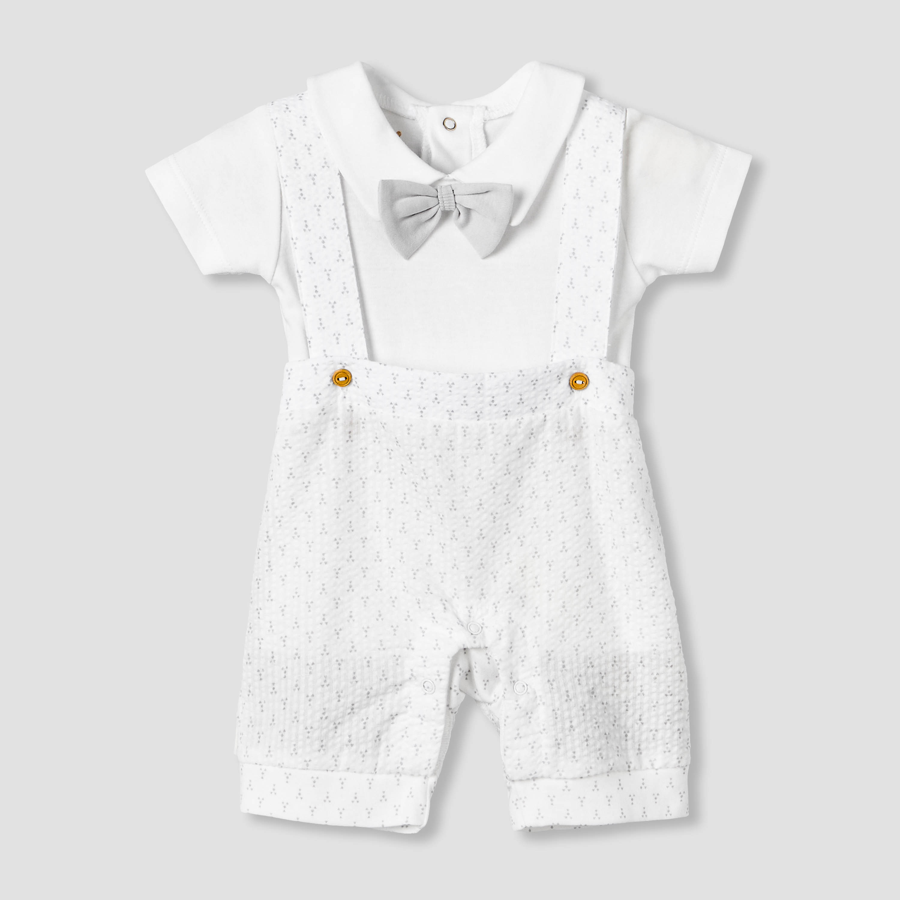Giggles Collar Short Sleeves T-shirt and Dungaree Set with Bow-baby-boys-clothing-setsandcoords-image-1