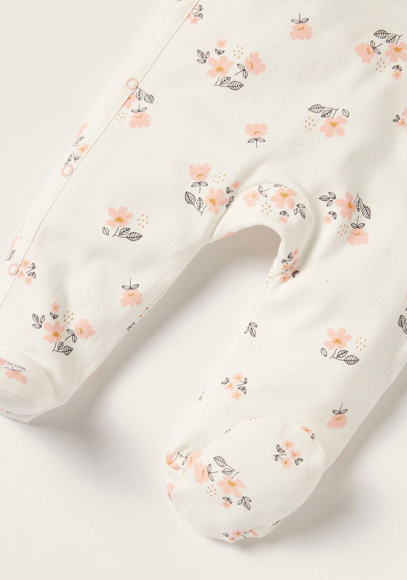 Juniors Floral Print Closed Feet Sleepsuit with Long Sleeves-Sleepsuits-image-3