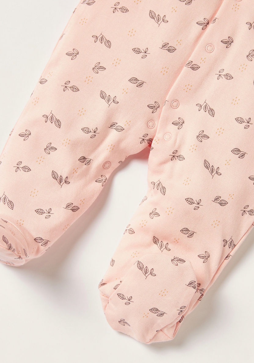 Juniors Printed Closed Feet Sleepsuit with Ruffles and Long Sleeves-Sleepsuits-image-3
