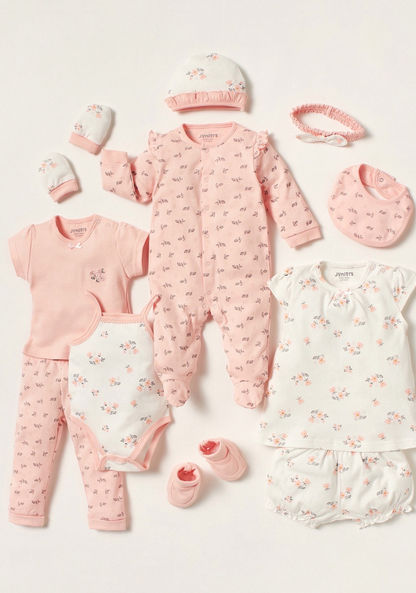 Juniors Printed Closed Feet Sleepsuit with Ruffles and Long Sleeves