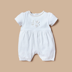Giggles Butterfly Applique Detail Romper with Snap Button Closure