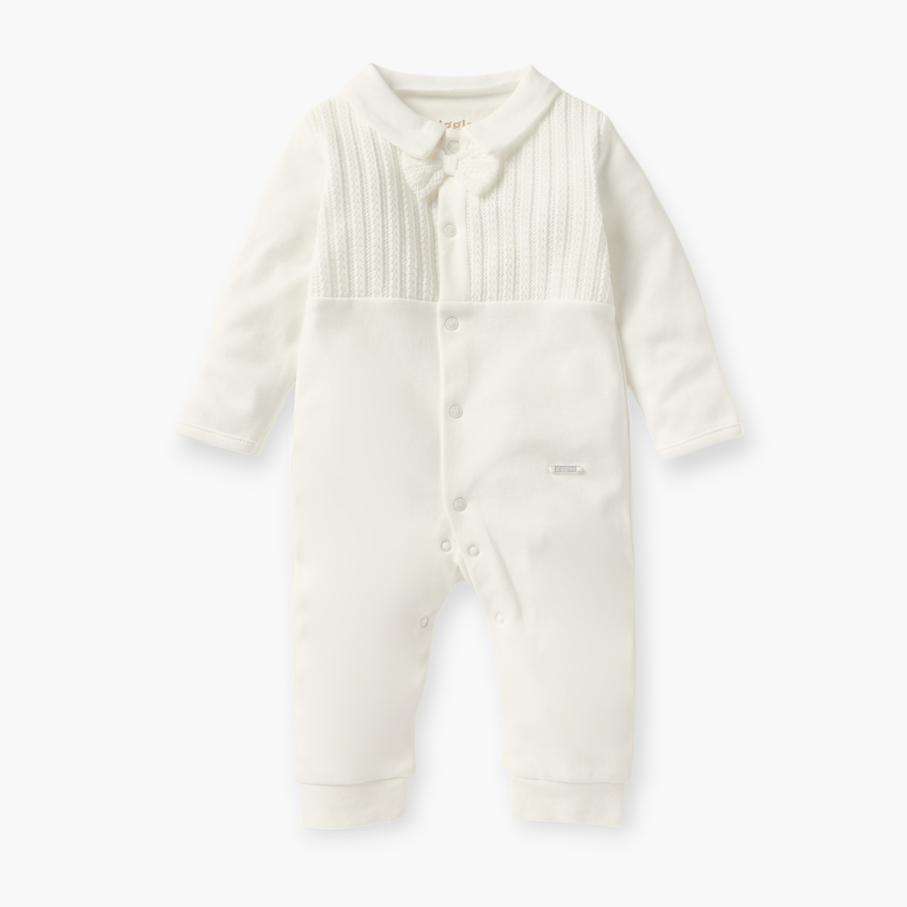 بدلة نوم بارزة الملمس بأكمام طويلة وفيونكة من جيجلز-baby-boys-clothing-nightwear-sleepsuits-image-1