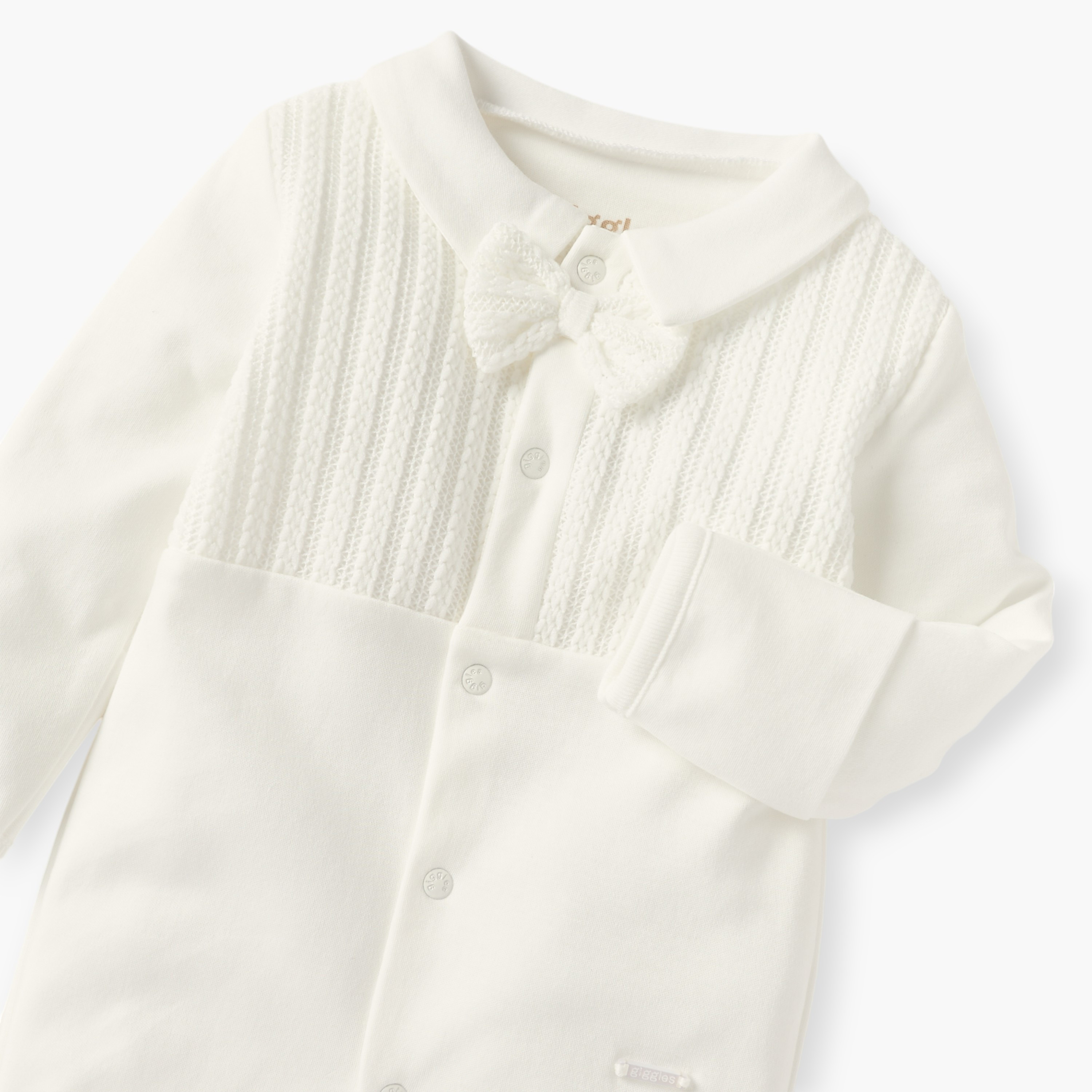 بدلة نوم بارزة الملمس بأكمام طويلة وفيونكة من جيجلز-baby-boys-clothing-nightwear-sleepsuits-image-3
