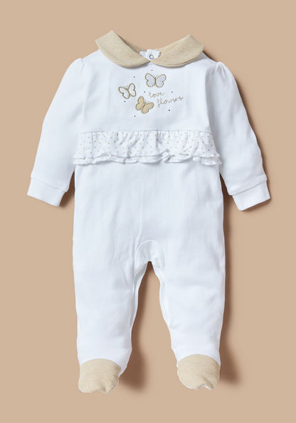 Giggles Butterfly Applique Detail Sleepsuit with Snap Button Closure-Sleepsuits-image-0