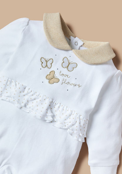 Giggles Butterfly Applique Detail Sleepsuit with Snap Button Closure-Sleepsuits-image-1