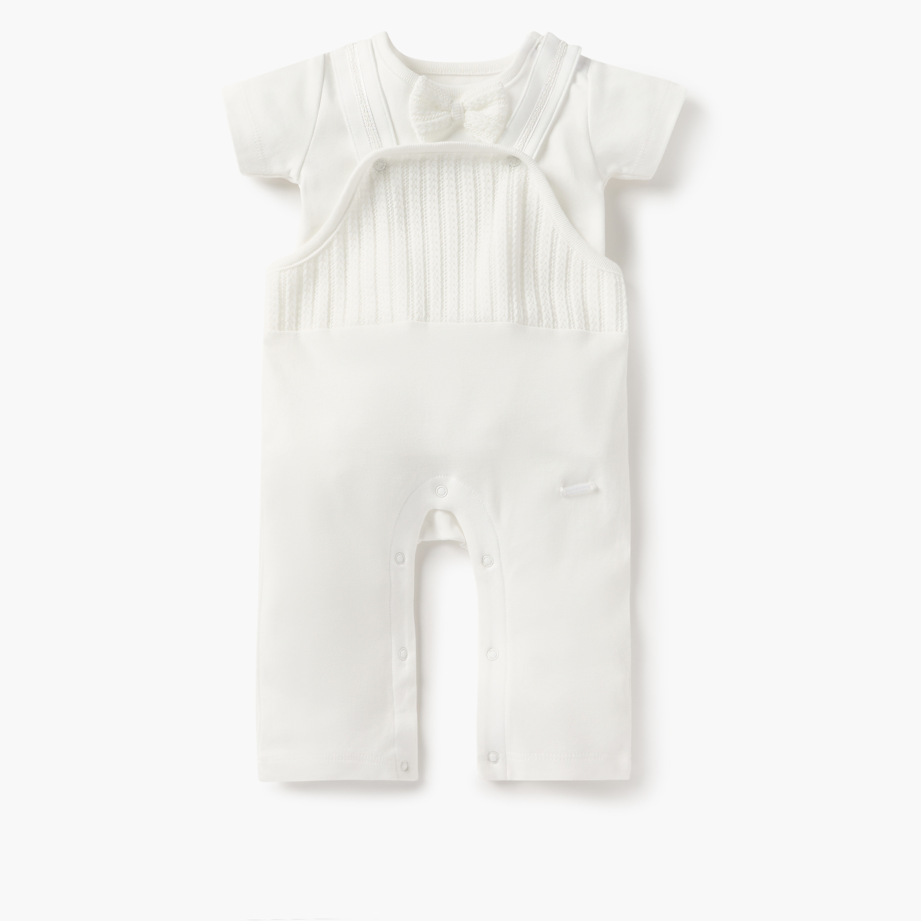 Giggles Bow Detail T-shirt and Dungaree Set-baby-boys-clothing-rompers-image-1