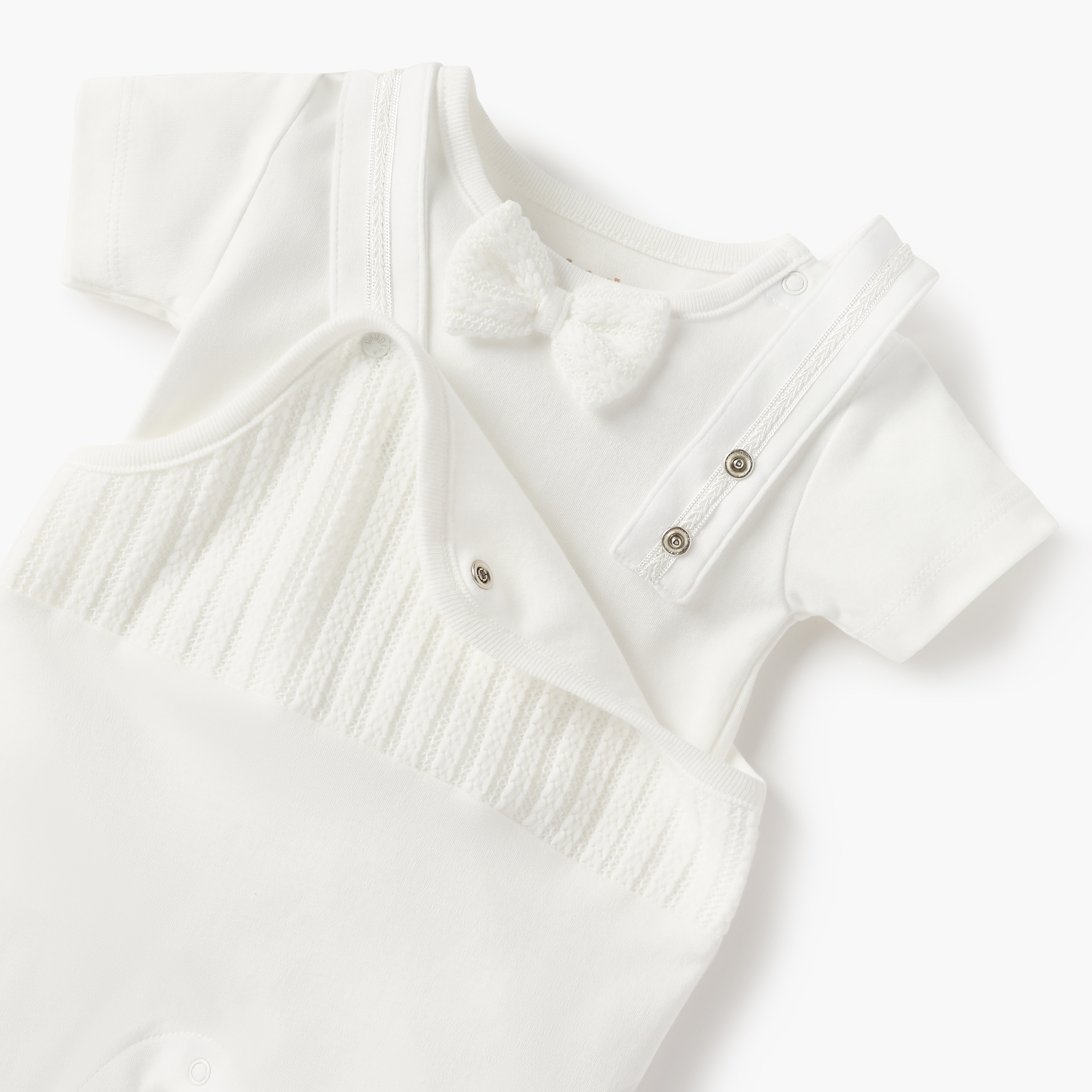 Giggles Bow Detail T-shirt and Dungaree Set-baby-boys-clothing-rompers-image-4