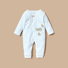 Giggles Floral Embroidered Sleepsuit