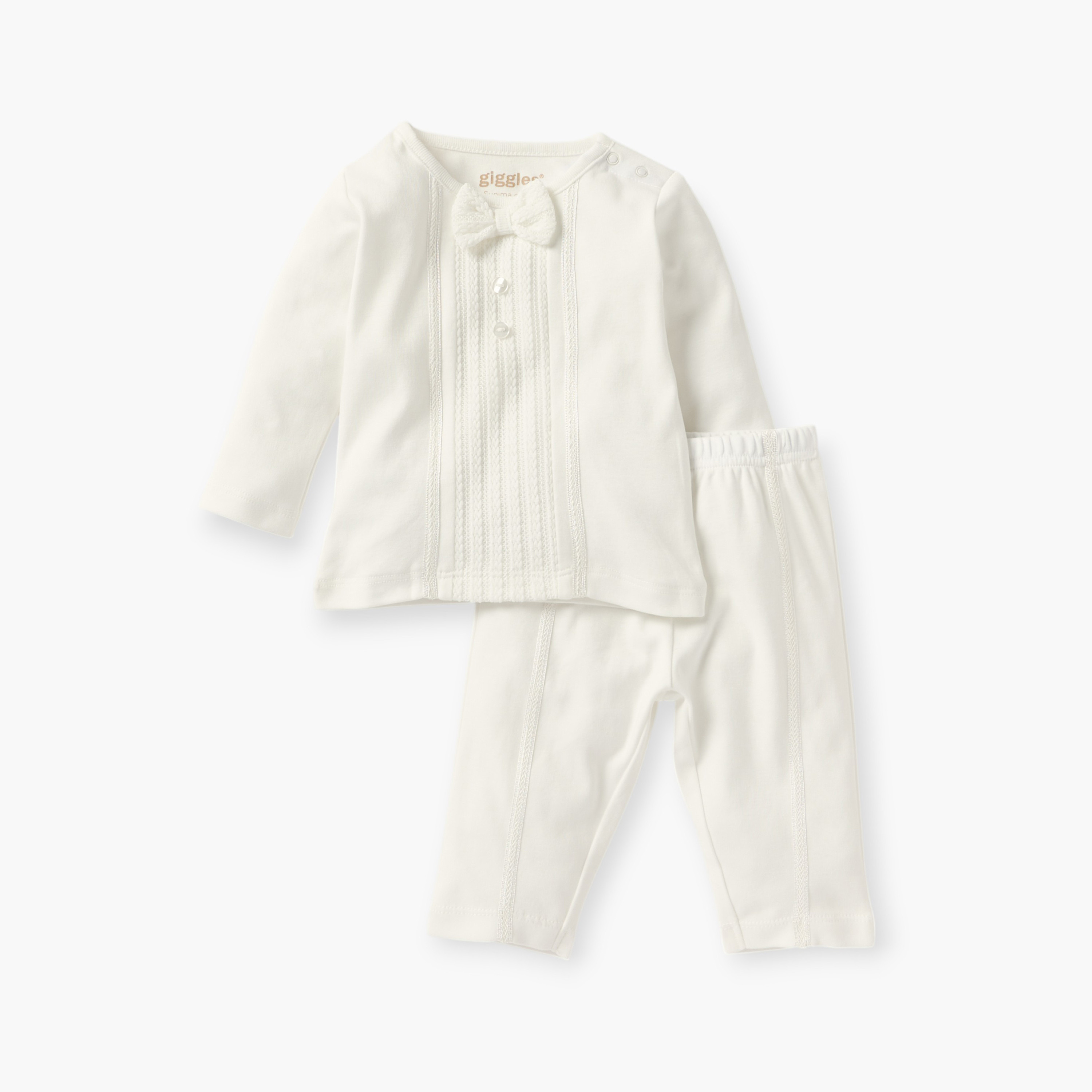طقم تيشيرت بارز الملمس بأكمام طويلة وبنطلون بيجاما بخصر مطاطي من جيجلز-baby-boys-clothing-nightwear-pyjamasets-image-1