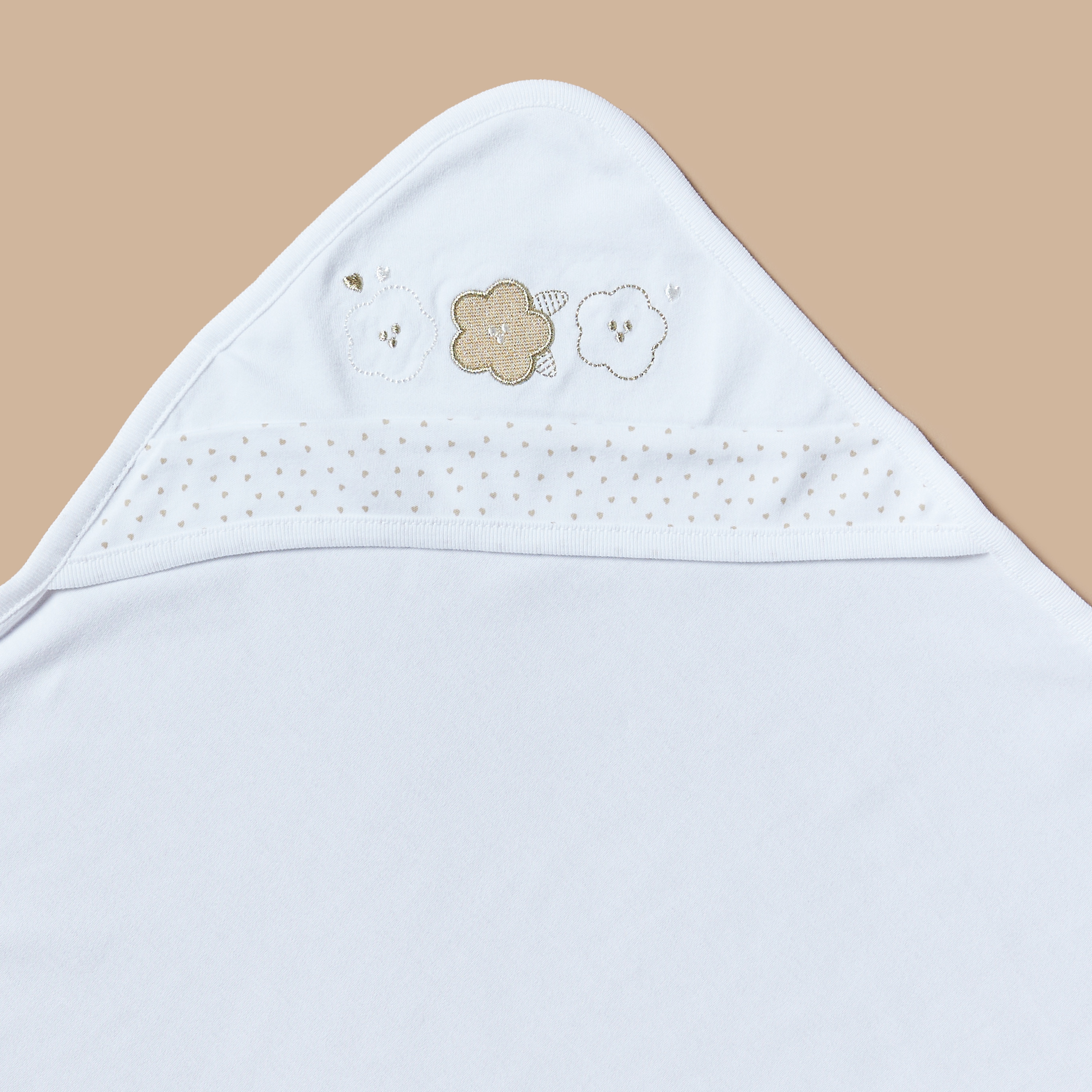 Giggles Embroidered Receiving Blanket with Hood - 70x70 cm-baby-nursery-blanketsandswaddles-receivingblankets-image-2