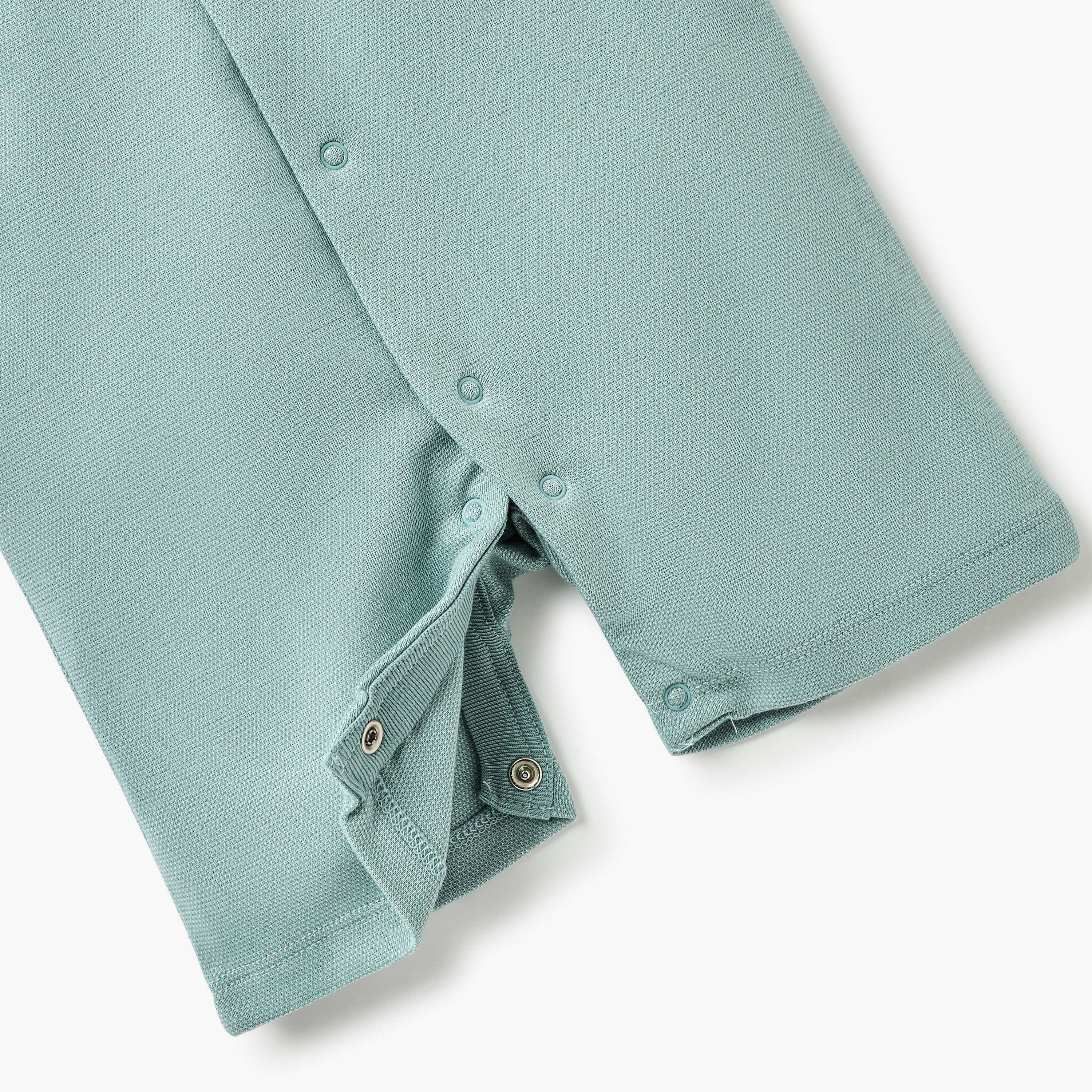 Giggles Pintuck Detail Romper with Short Sleeves and Button Closure-baby-boys-clothing-rompers-image-2
