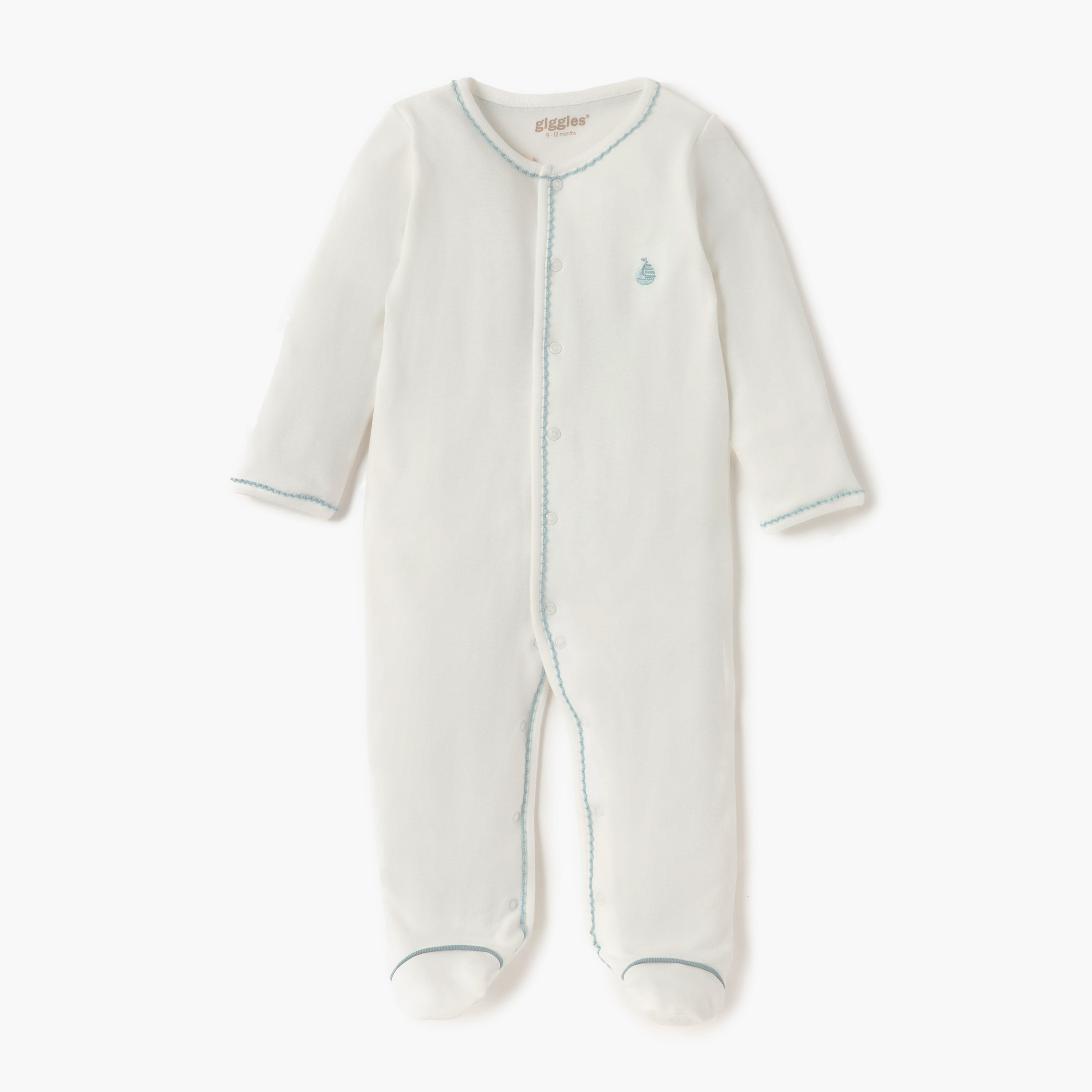 بدلة نوم مغلقة القدمين مطرّزة بأزرار إغلاق من جيجلز-baby-boys-clothing-nightwear-sleepsuits-image-1