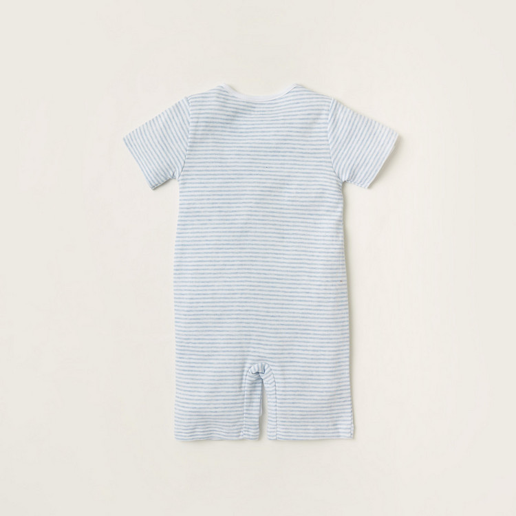 Juniors Striped Romper with Short Sleeves