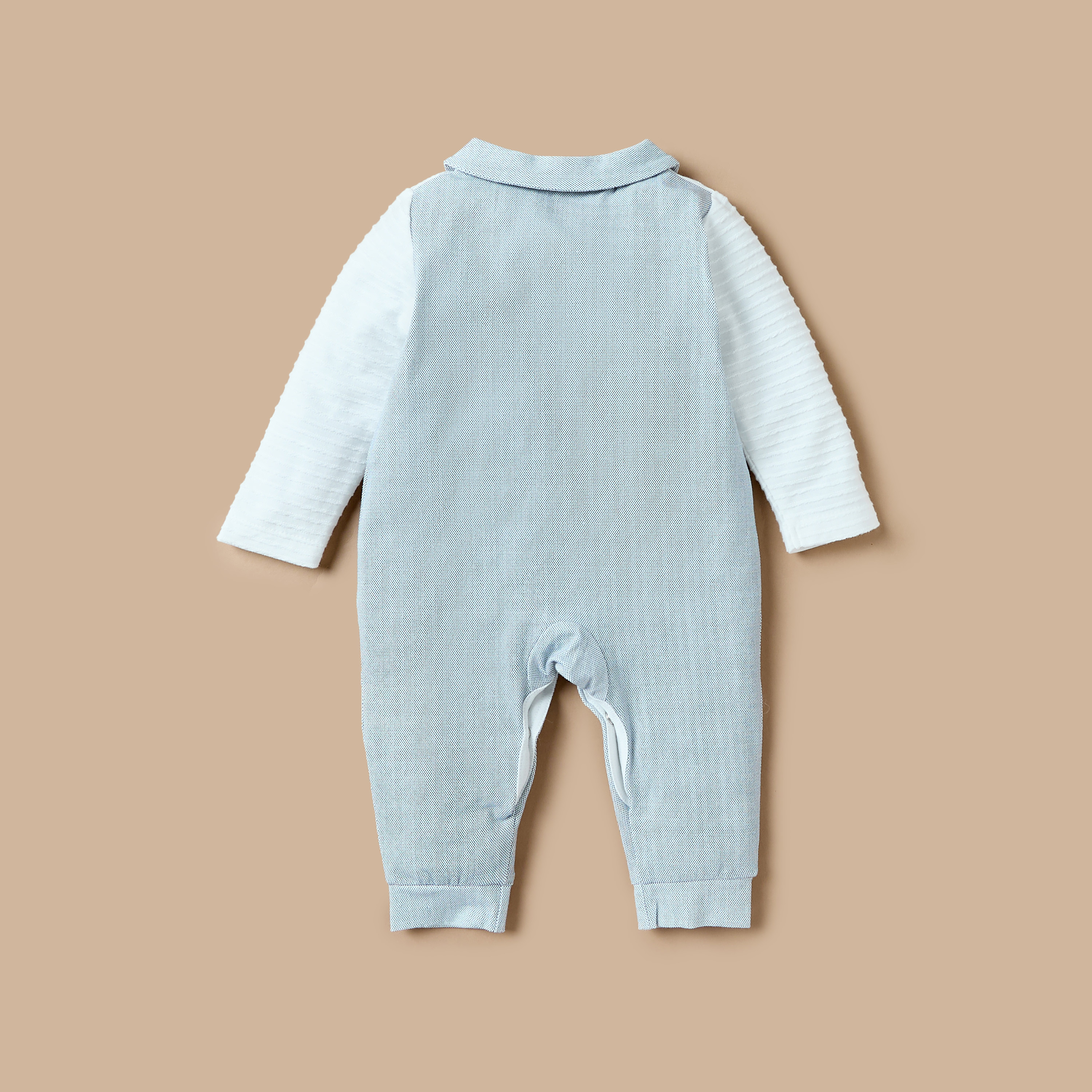 Giggles Embroidered Sleepsuit with Button Closure and Collared Neckline-baby-boys-clothing-nightwear-sleepsuits-image-2