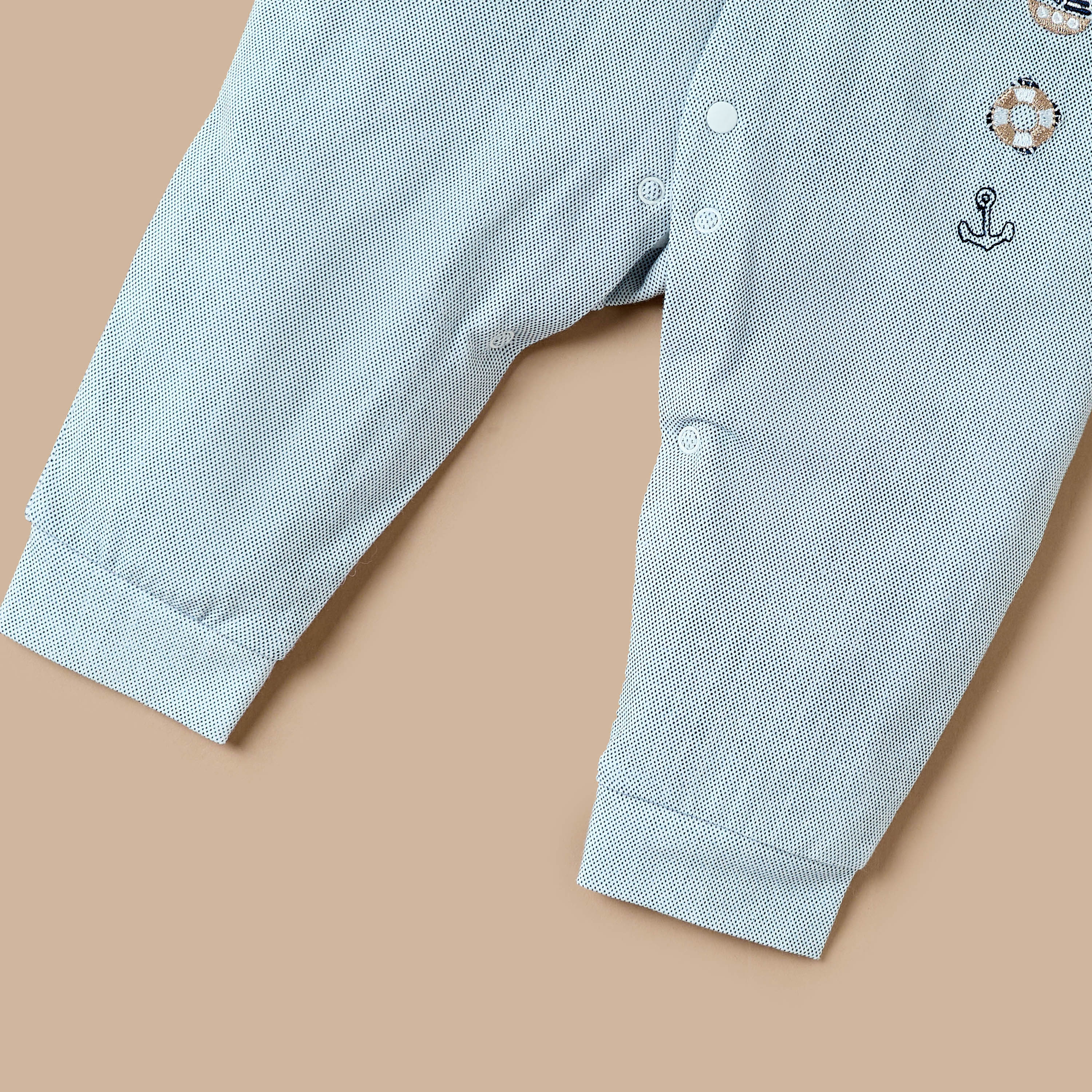 Giggles Embroidered Sleepsuit with Button Closure and Collared Neckline-baby-boys-clothing-nightwear-sleepsuits-image-4