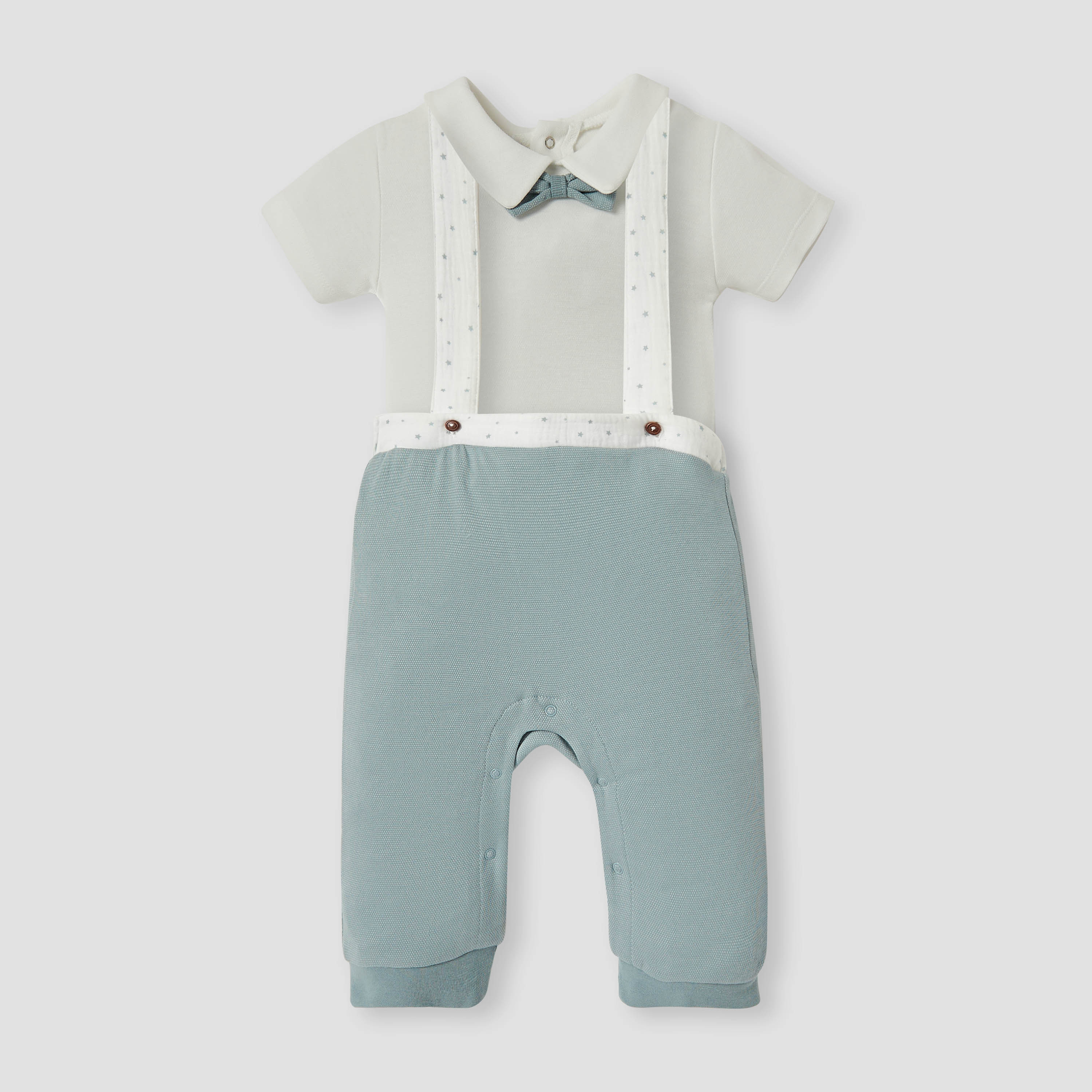 طقم دنغري مع تيشيرت سادة بياقة من جيجلز-baby-boys-clothing-setsandcoords-image-1