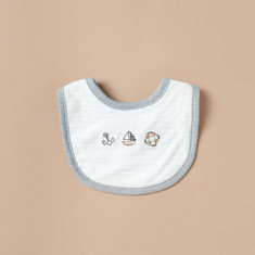Giggles Embroidered Bib with Button Closure