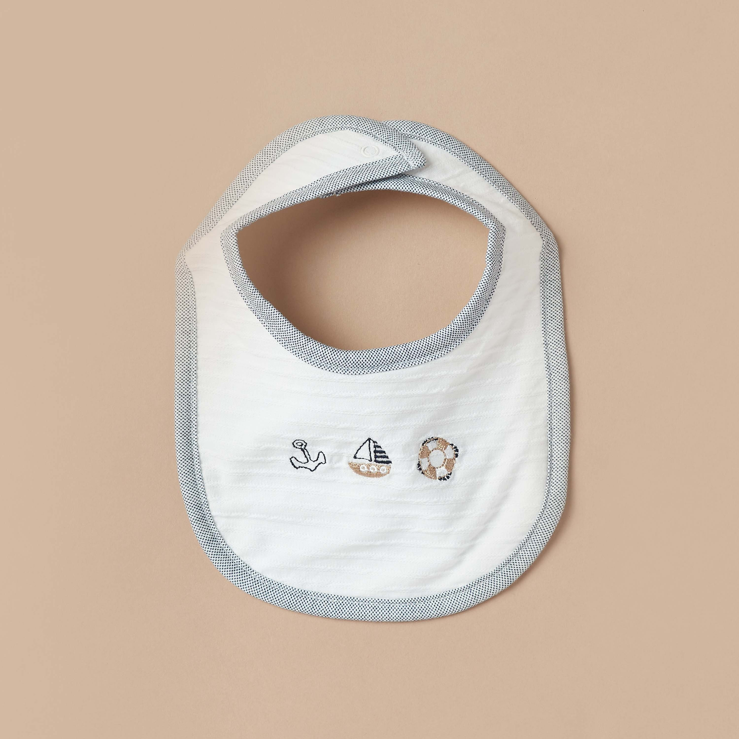 Giggles Embroidered Bib with Button Closure-baby-feeding-bibs-image-3