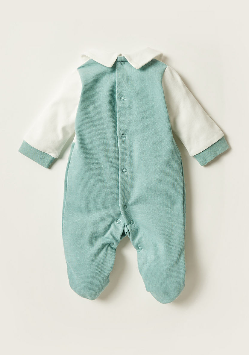 Giggles Embroidered Closed Feet Sleepsuit with Long Sleeves-Sleepsuits-image-2