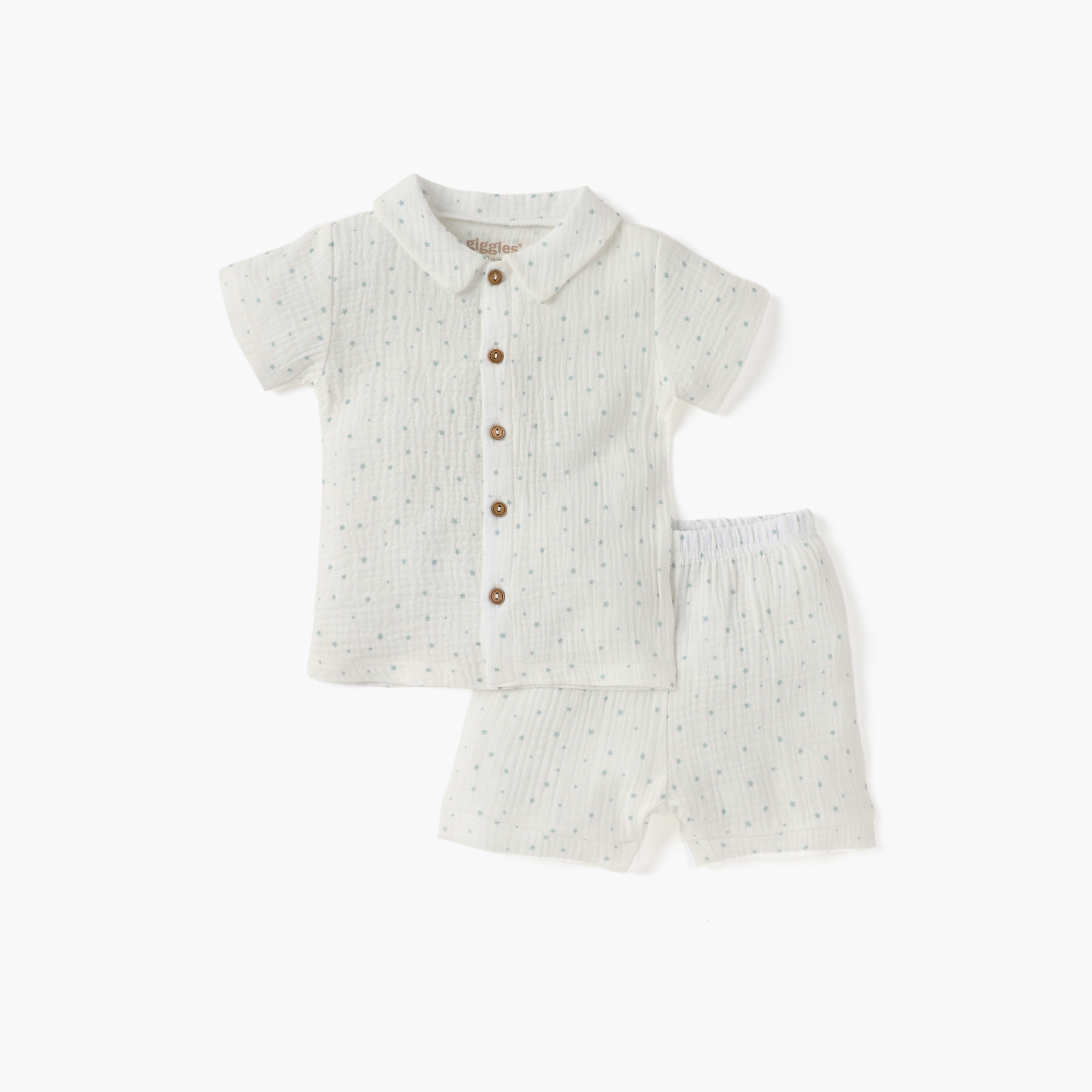 Giggles Star Print Shirt and Shorts Set-baby-boys-clothing-bottoms-shorts-image-1
