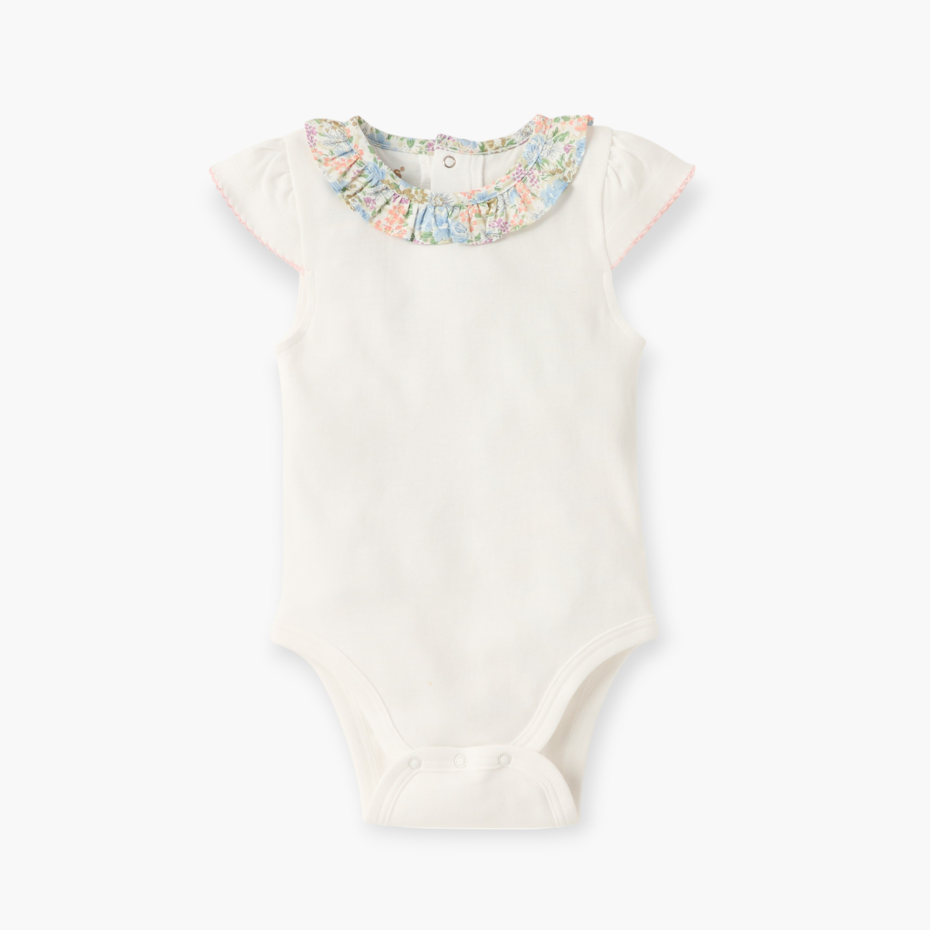Giggles Solid Bodysuit with Printed Collar and Short Sleeves-baby-girls-clothing-bodysuits-image-1