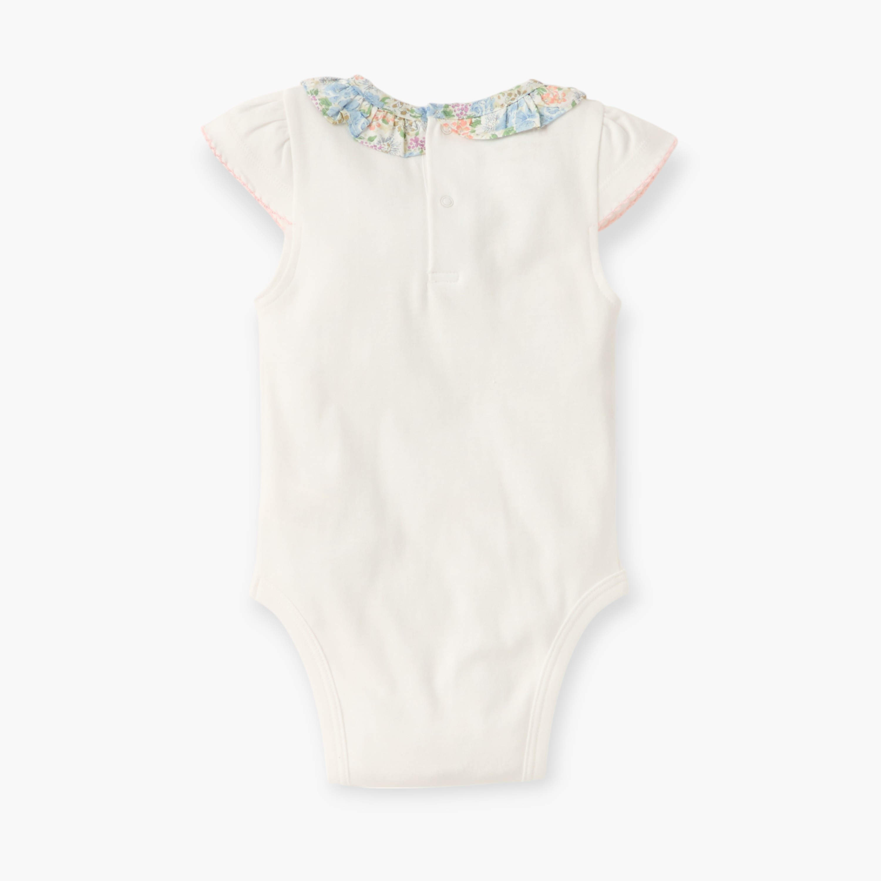 Giggles Solid Bodysuit with Printed Collar and Short Sleeves-baby-girls-clothing-bodysuits-image-2