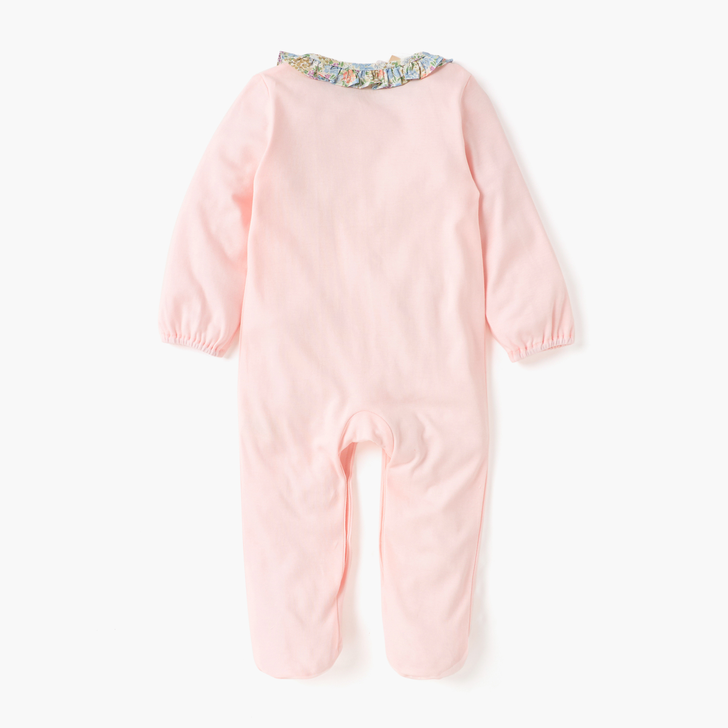 Giggles Floral Print Closed Feet Sleepsuit with Button Closure-baby-girls-clothing-nightwear-sleepsuits-image-2