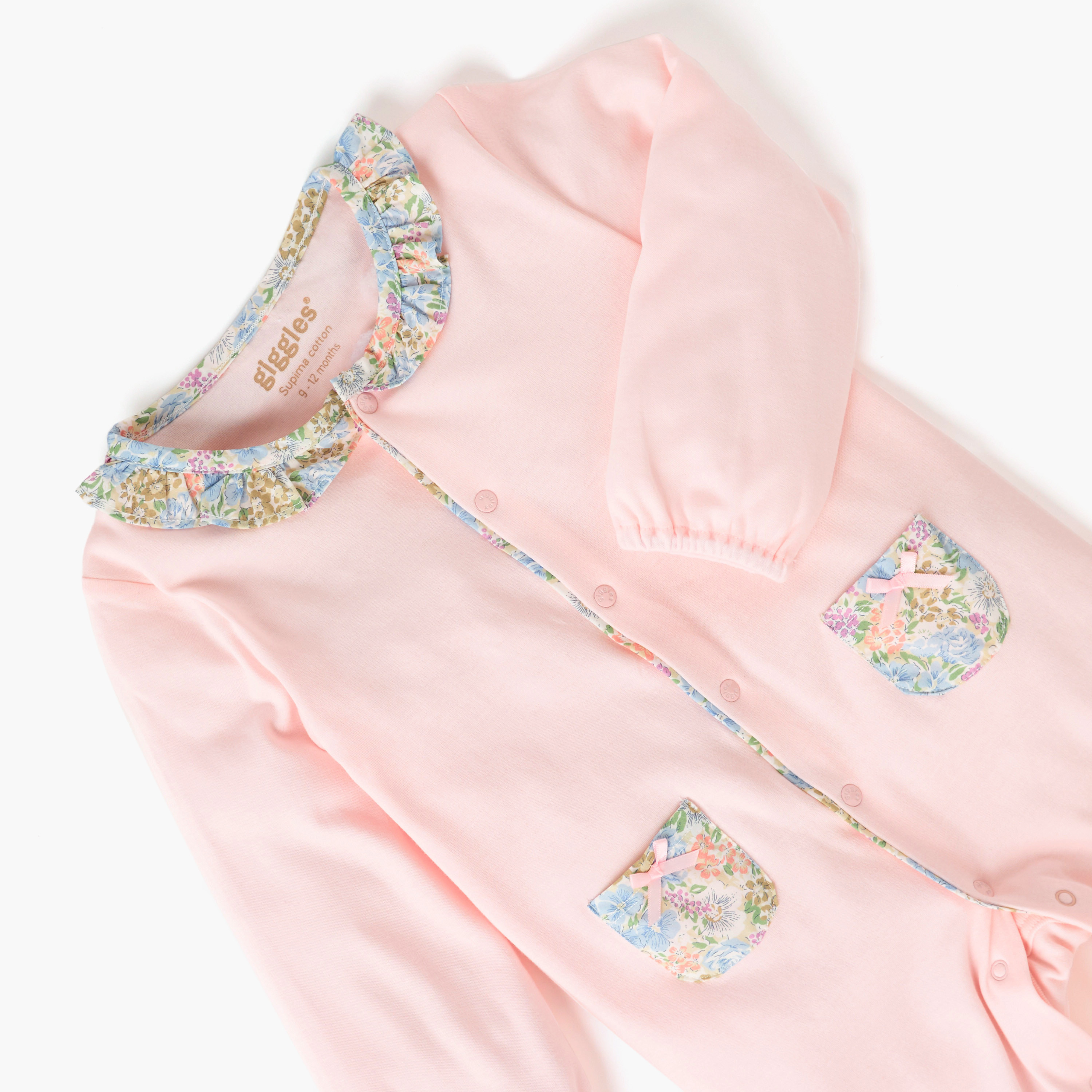 Giggles Floral Print Closed Feet Sleepsuit with Button Closure-baby-girls-clothing-nightwear-sleepsuits-image-3