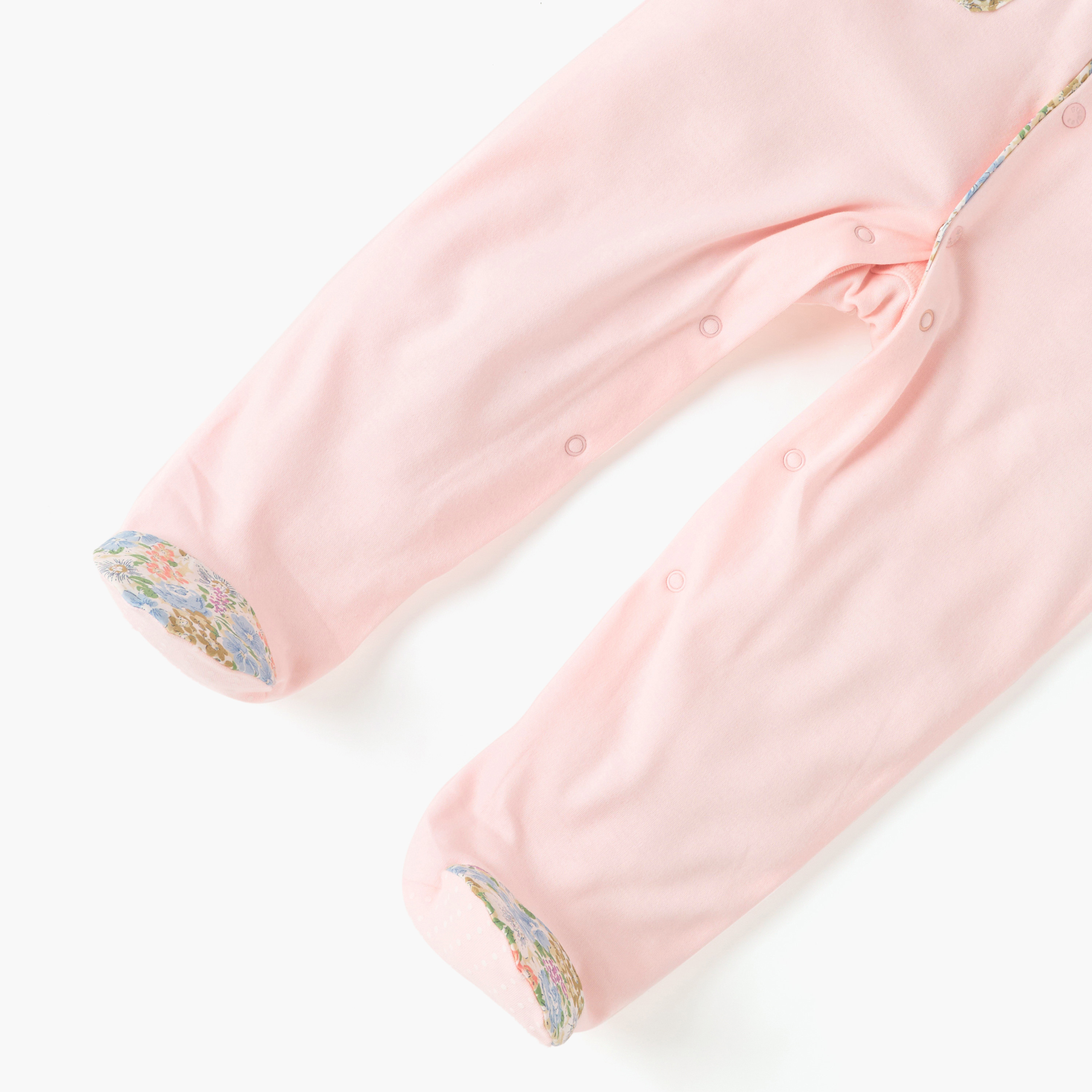 Giggles Floral Print Closed Feet Sleepsuit with Button Closure-baby-girls-clothing-nightwear-sleepsuits-image-4