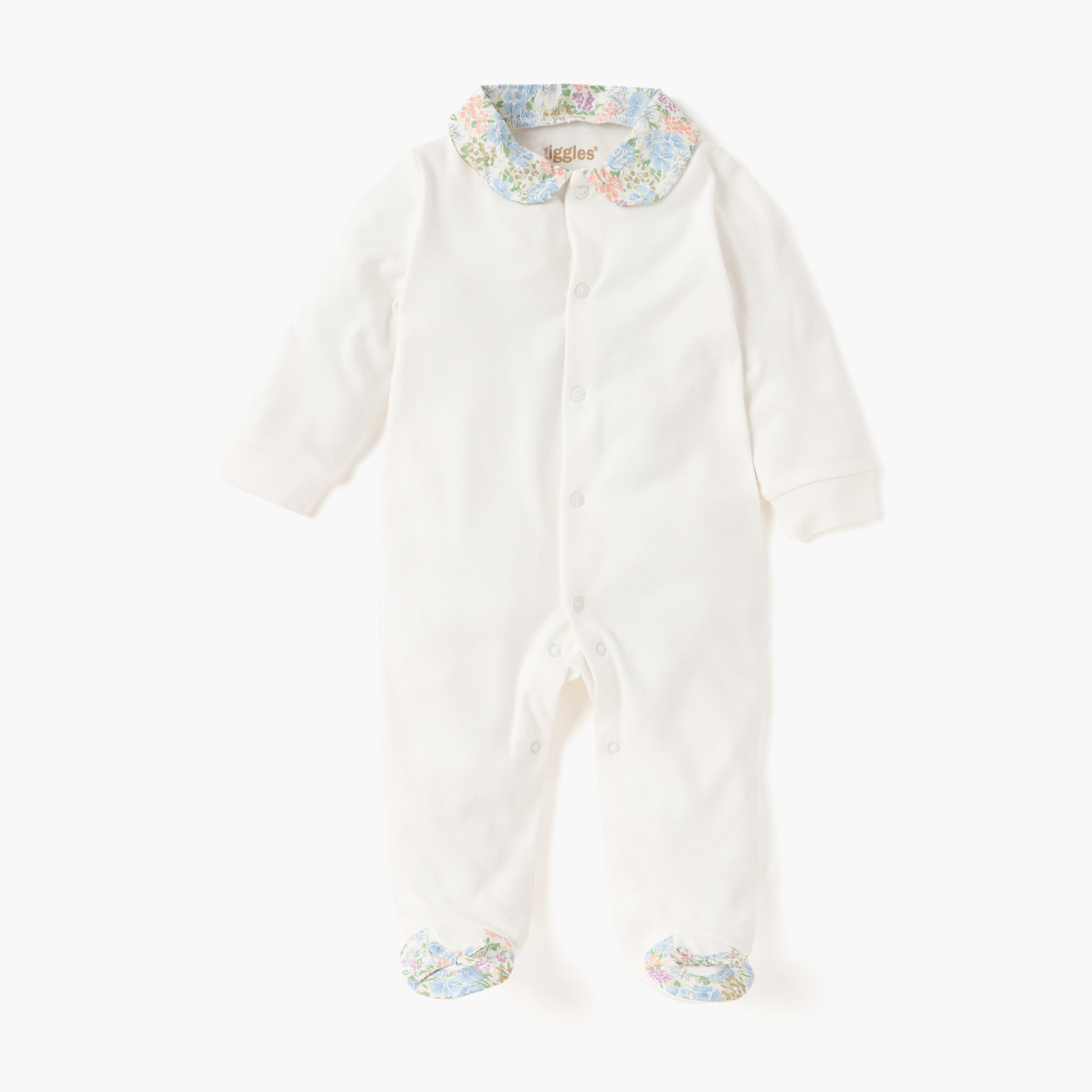 Giggles Floral Print Closed Feet Sleepsuit with Waistcoat-baby-girls-clothing-nightwear-sleepsuits-image-2