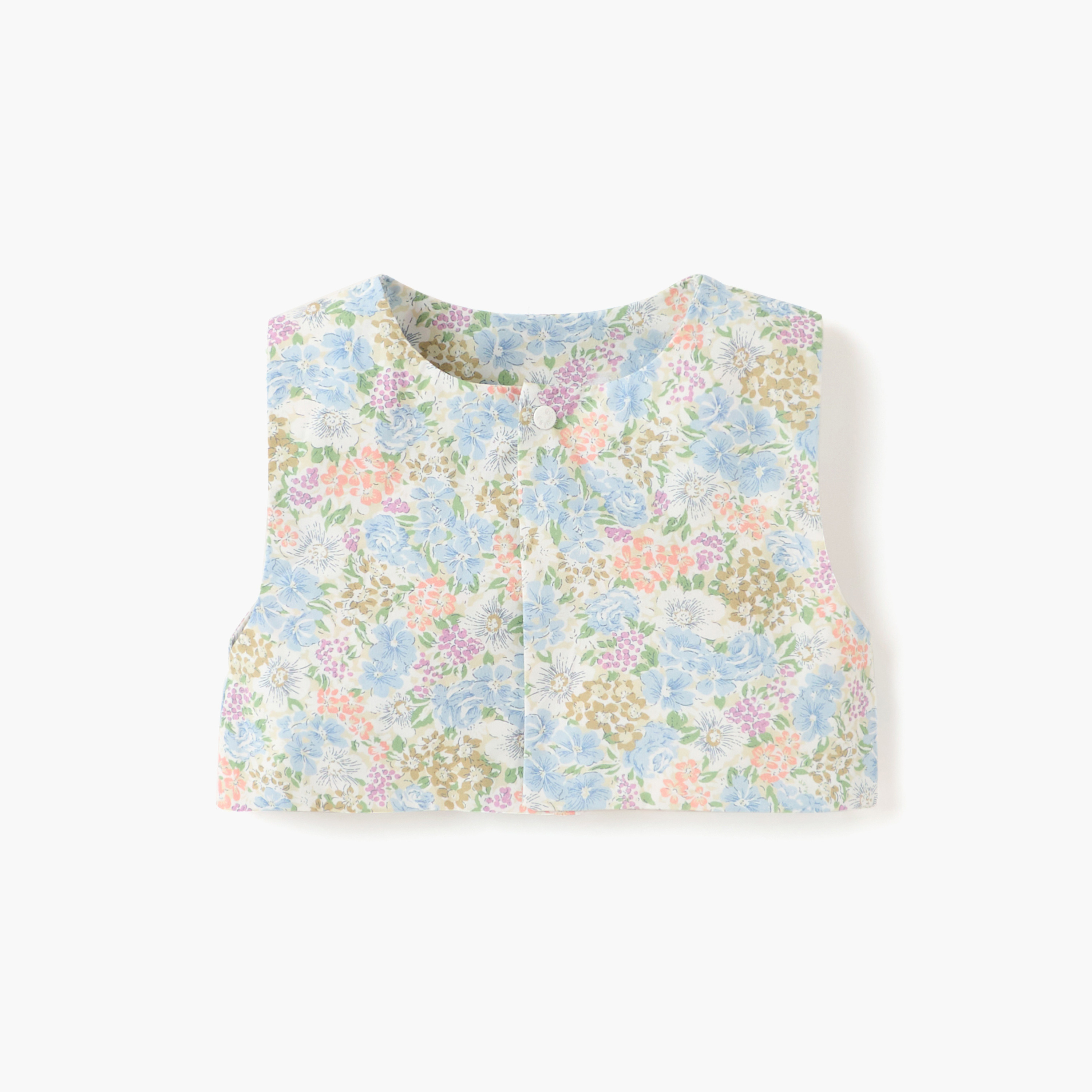 Giggles Floral Print Closed Feet Sleepsuit with Waistcoat-baby-girls-clothing-nightwear-sleepsuits-image-3