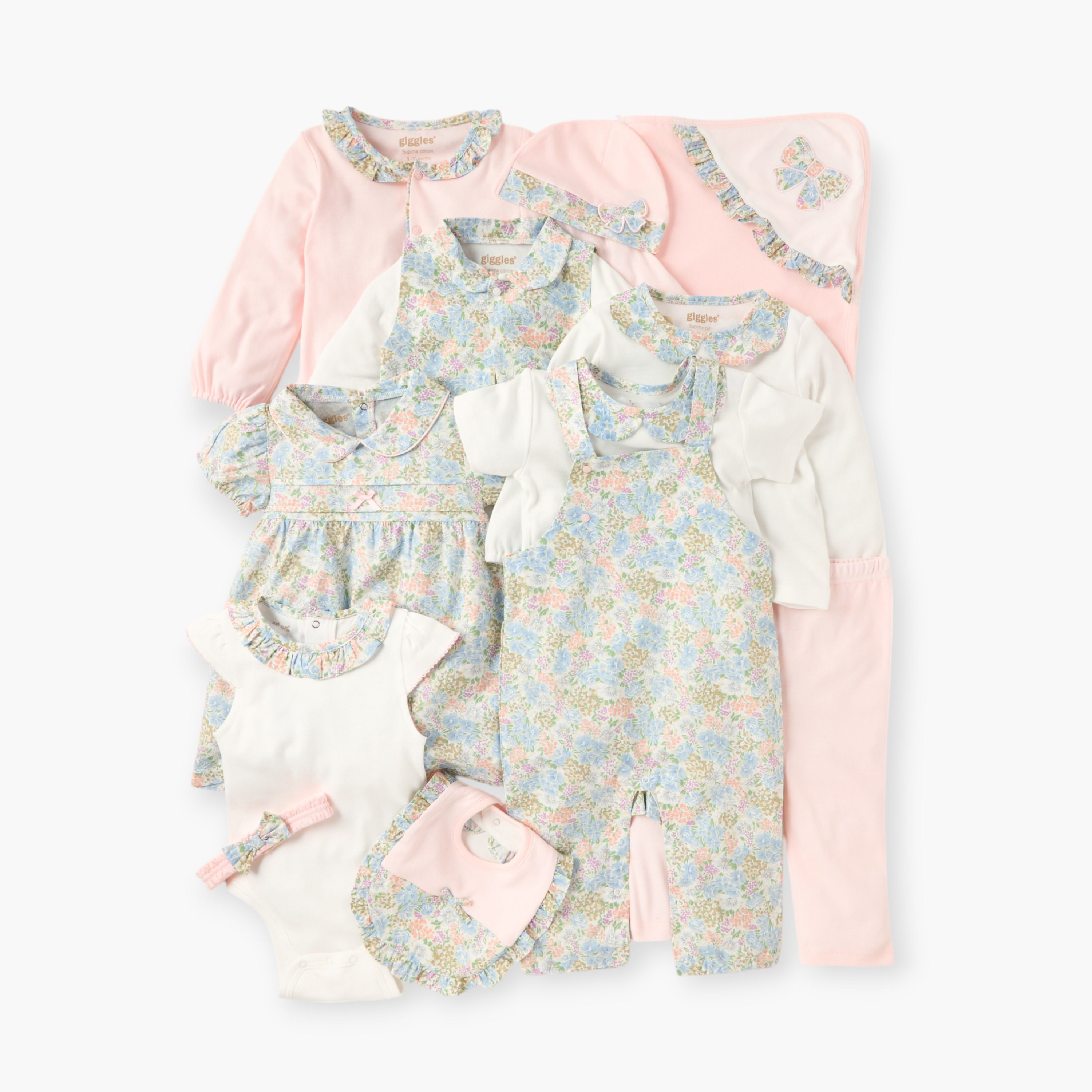 Giggle Floral Print T-shirt and Dungaree Set-baby-girls-clothing-rompers-image-6