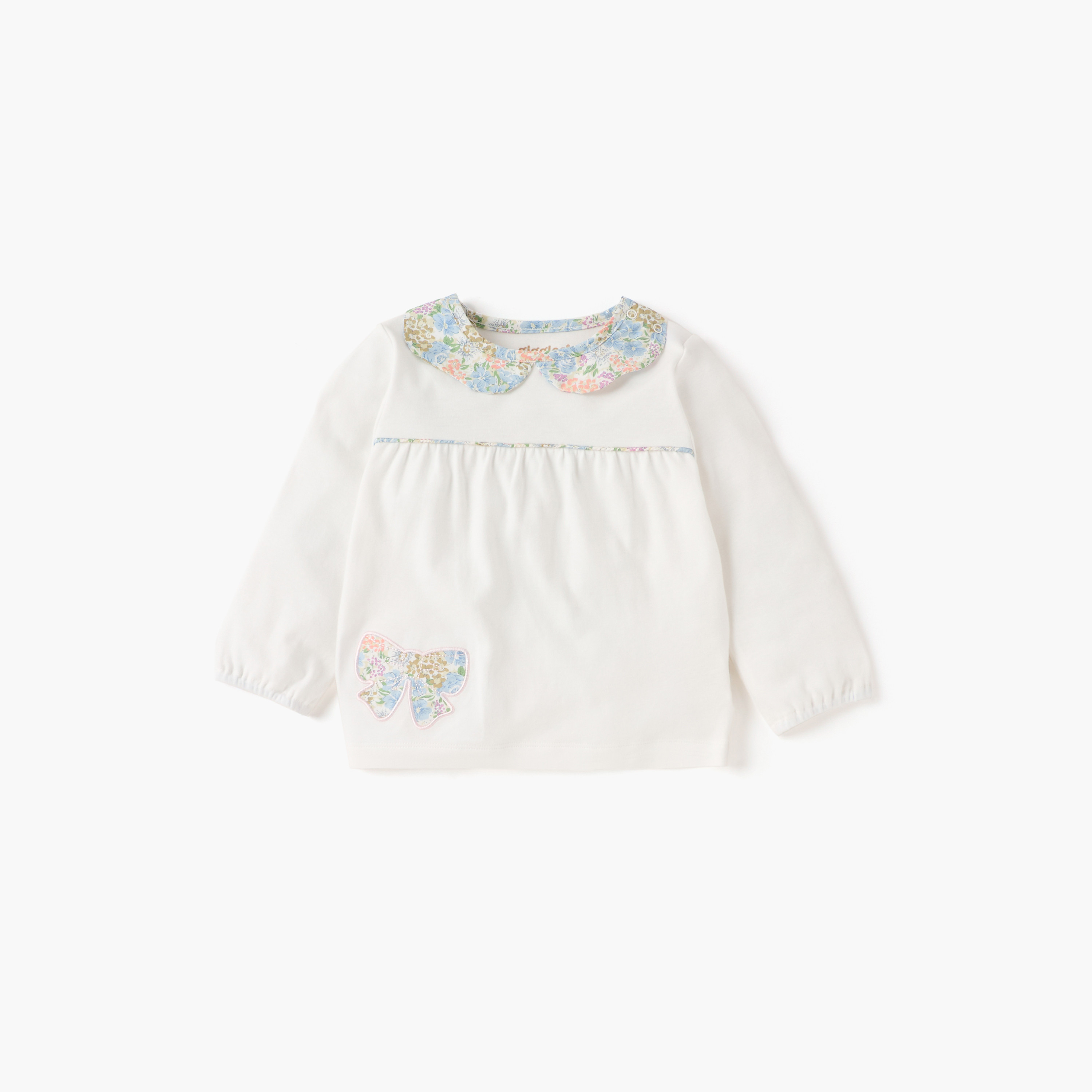 Giggles Floral Print Top and Solid Pyjama Set-baby-girls-clothing-nightwear-pyjamasets-image-2