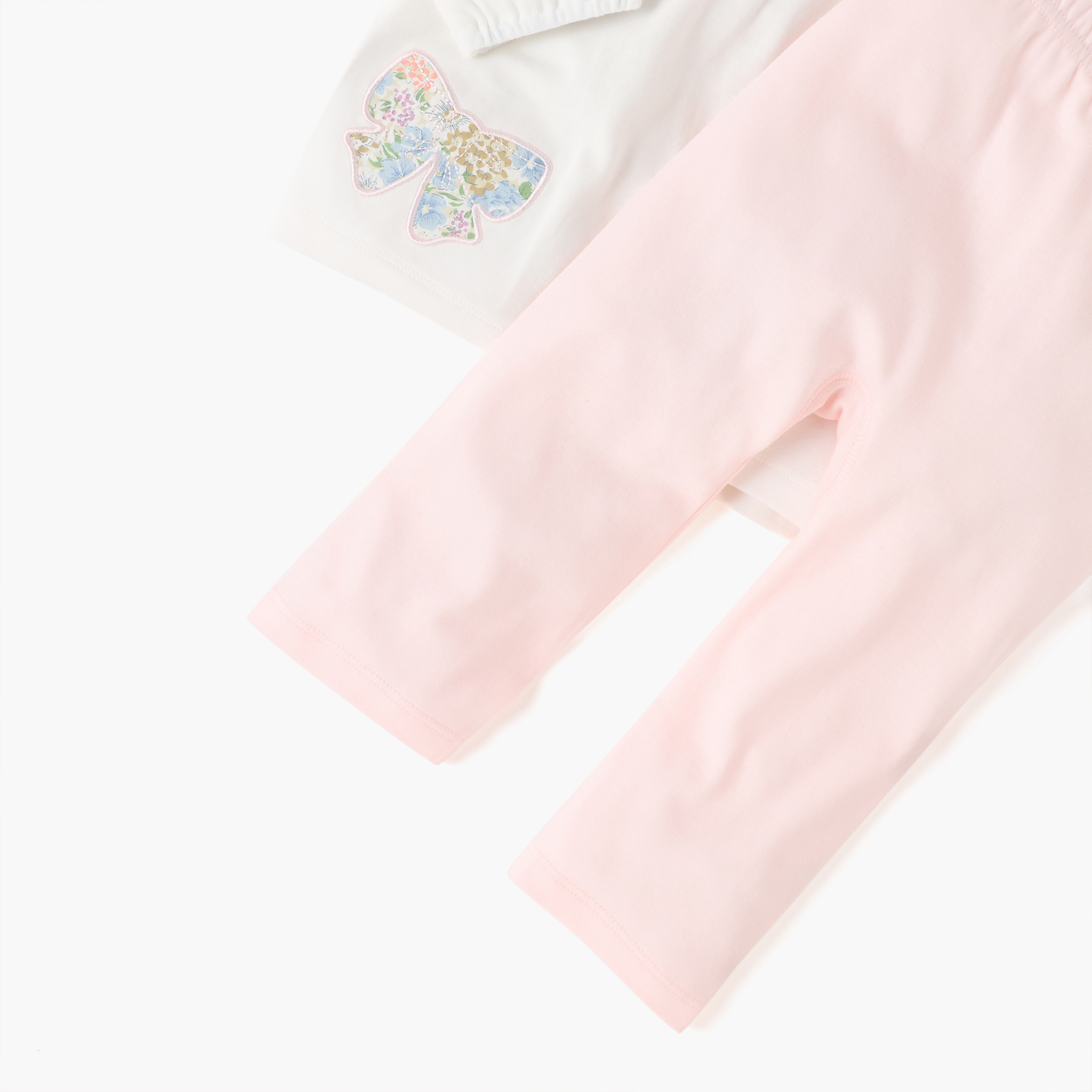 Giggles Floral Print Top and Solid Pyjama Set-baby-girls-clothing-nightwear-pyjamasets-image-5