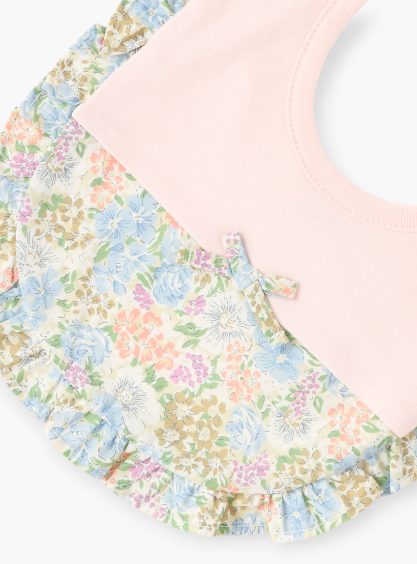 Muslin Ruffled Bibs Buy Giggles Floral Print Muslin Bib with Button Closure and Ruffle ...