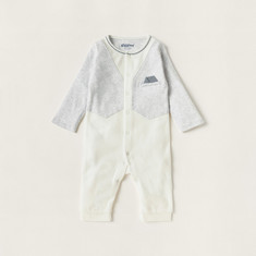 Giggles Panelled Sleepsuit with Long Sleeves and Snap Button Closure