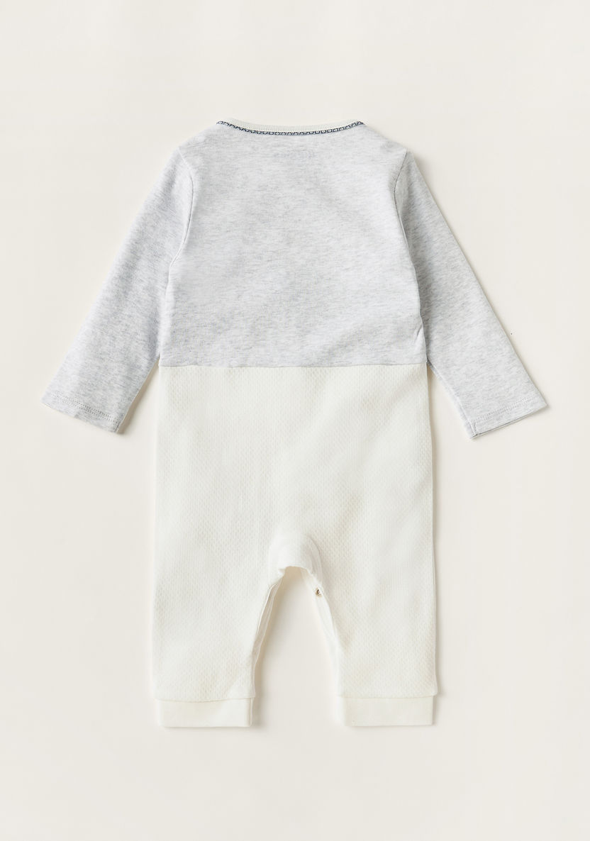Giggles Panelled Sleepsuit with Long Sleeves and Snap Button Closure-Sleepsuits-image-3