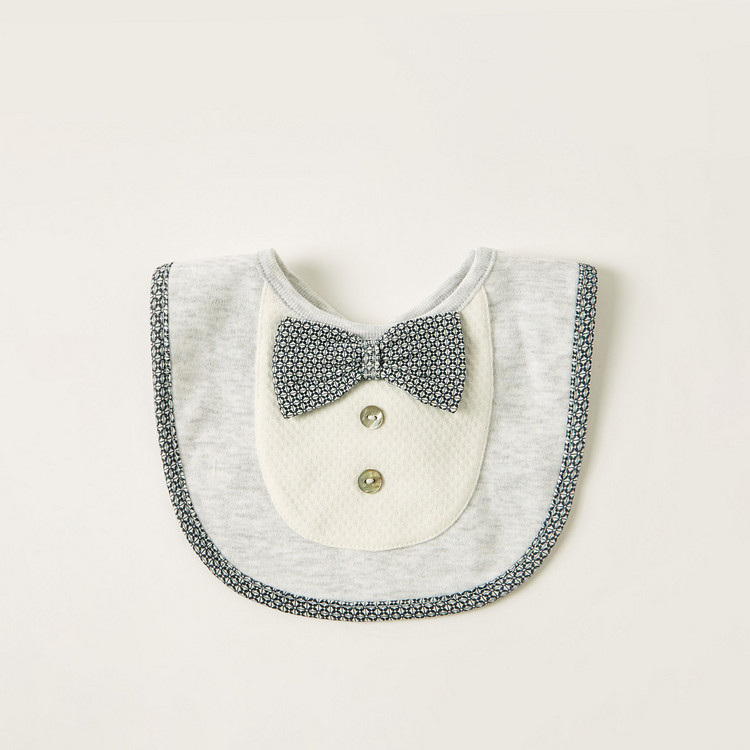 Giggles Bow Accented Bib with Snap Button Closure