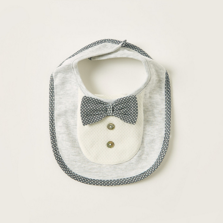 Giggles Bow Accented Bib with Snap Button Closure