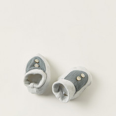 Giggles Printed Booties with Button Detail