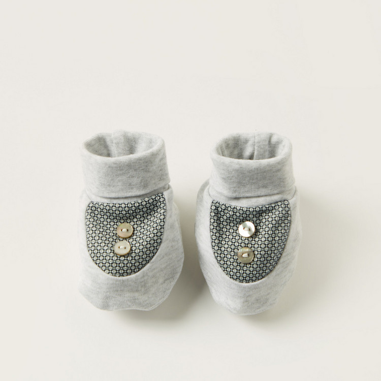 Giggles Printed Booties with Button Detail