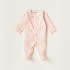 Giggles Textured Closed Feet Sleepsuit with Long Sleeves and Snap Closure