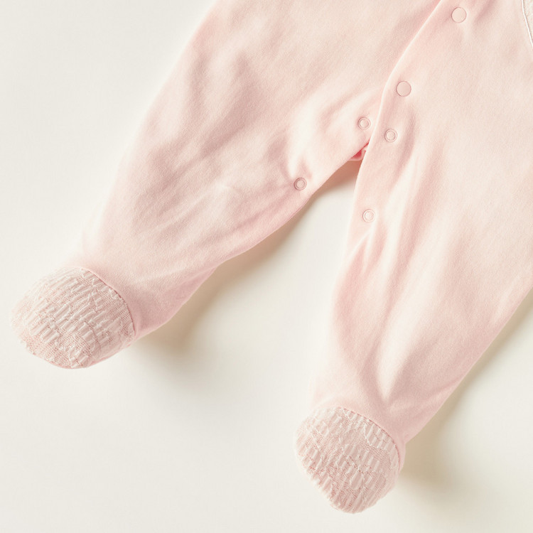 Giggles Textured Closed Feet Sleepsuit with Long Sleeves and Snap Closure